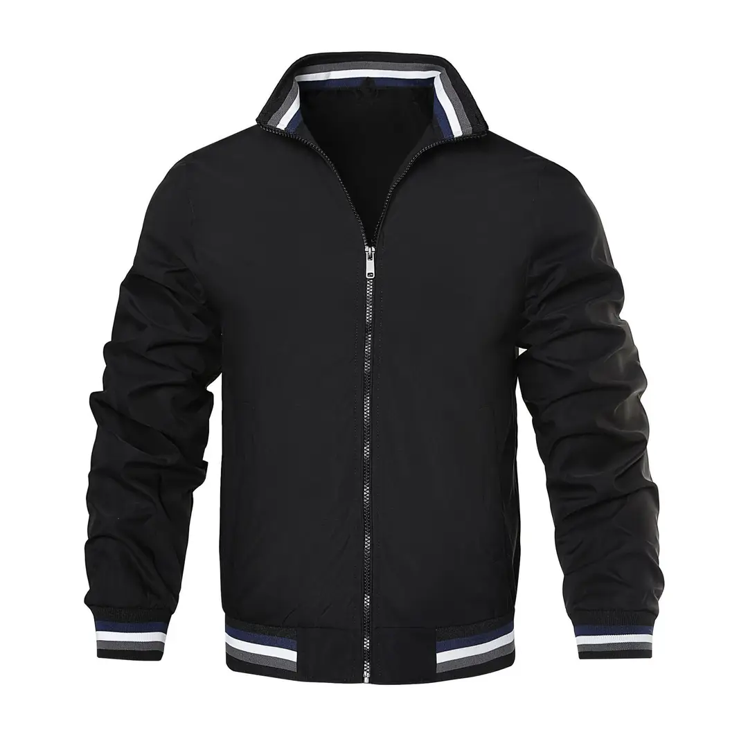 Men Black Casual Zipper Jacket Winter Stylish
