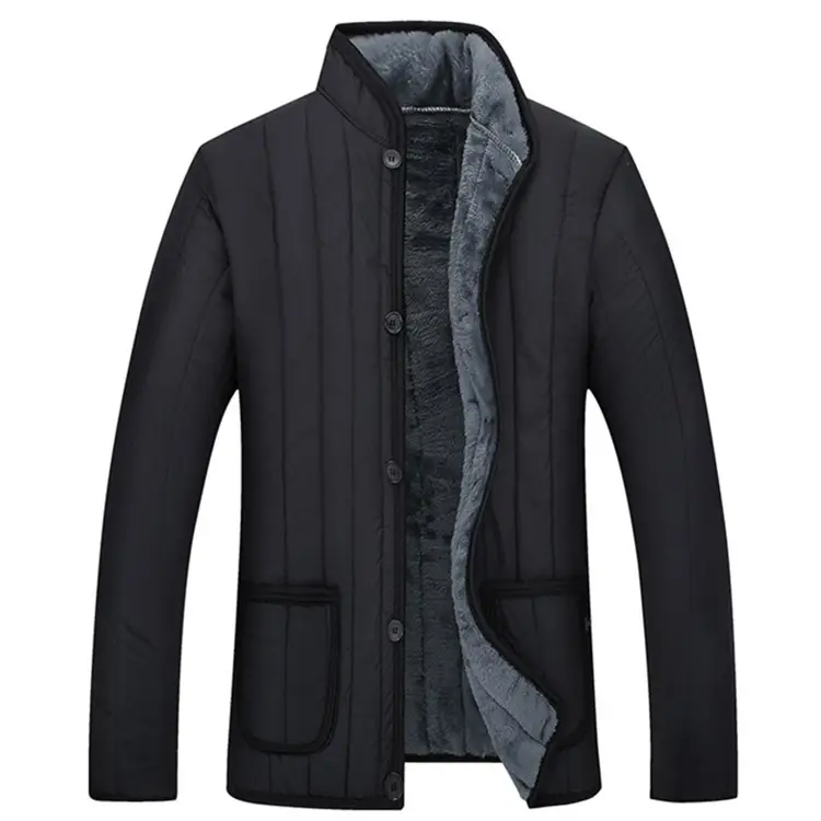 Black Velvet Padded Jacket for Men Winter