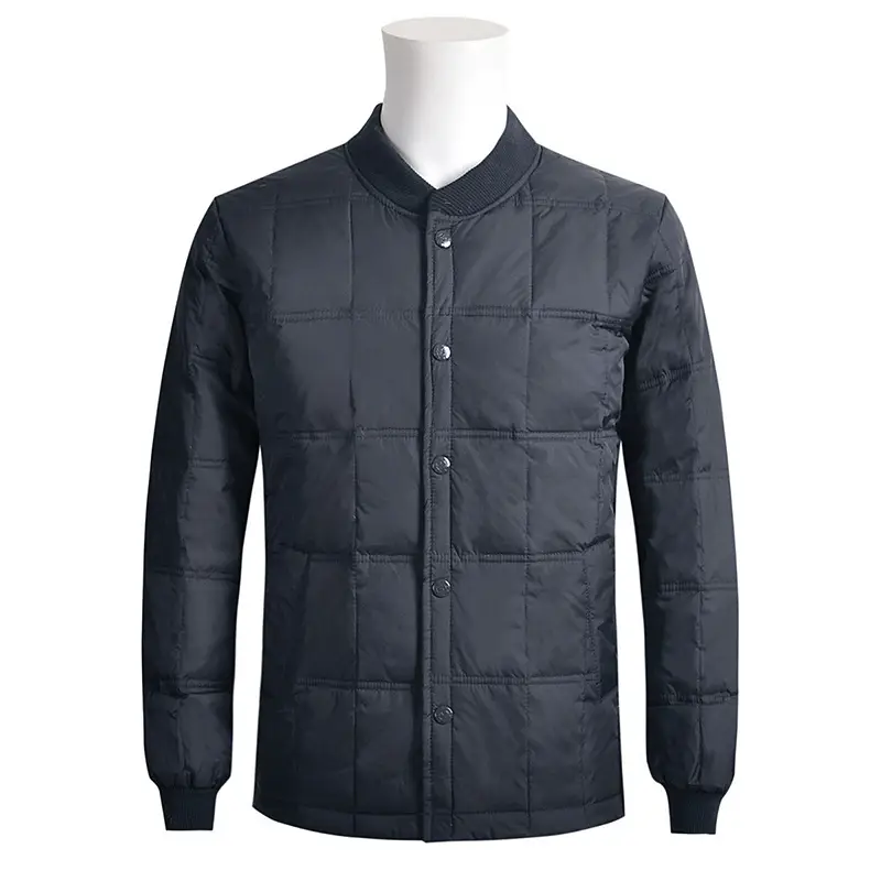 Men's Navy Quilted Down Jacket Premium Warm Outerwear