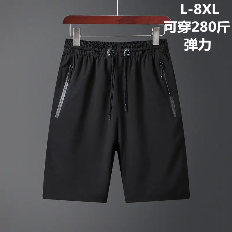 Men Black Elastic Waist Shorts L-8XL Summer Casual