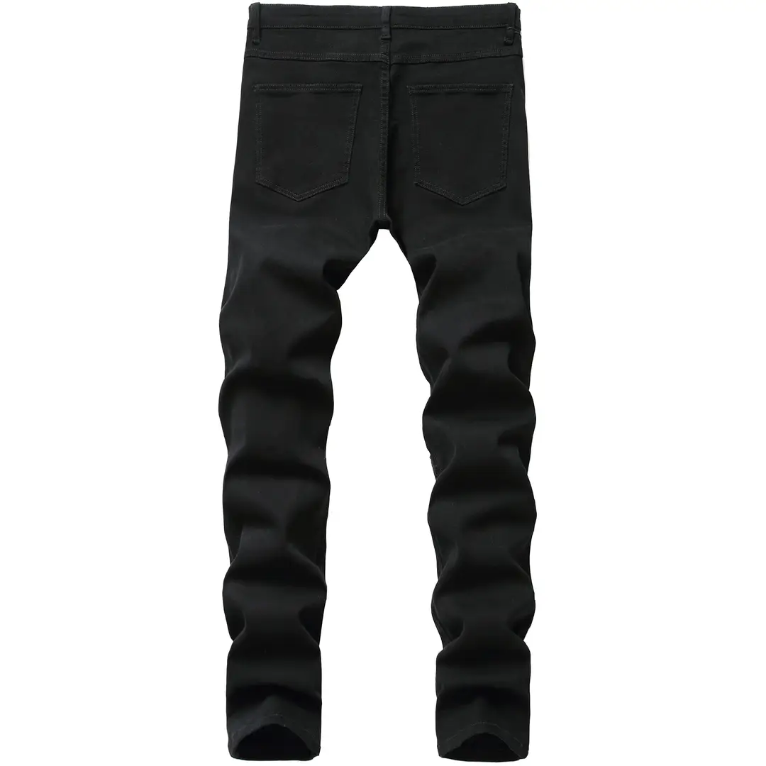 Black Ripped Slim Fit Men's Jeans 2025