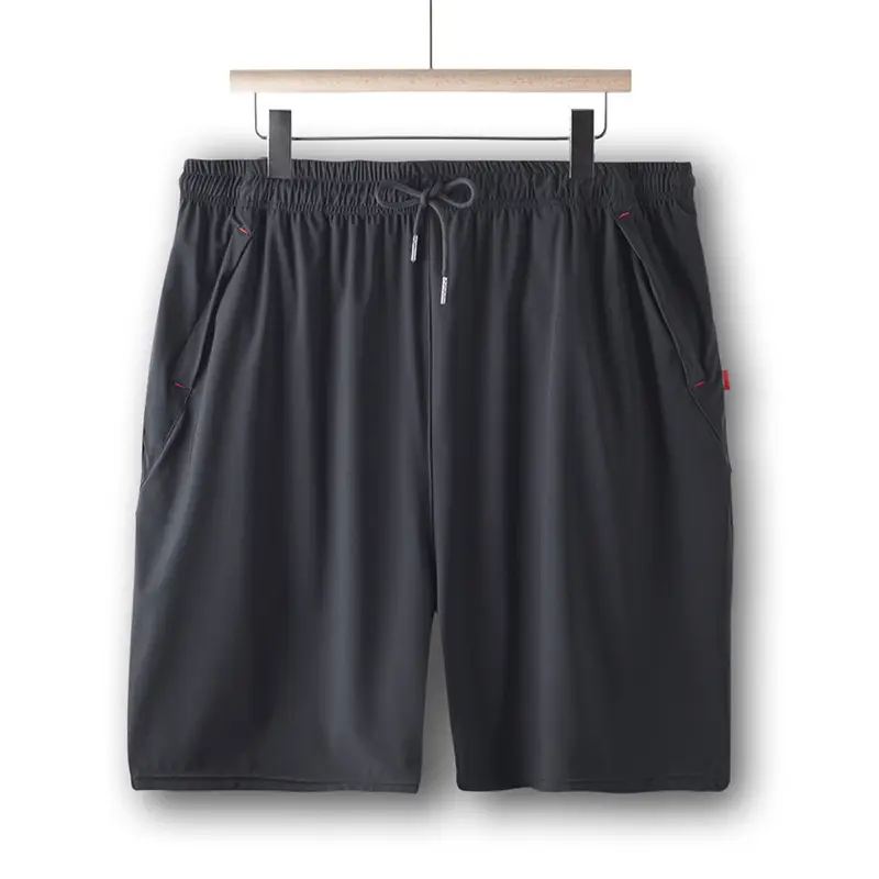 Men Ice Silk Loose Shorts Black Plus Size Summer