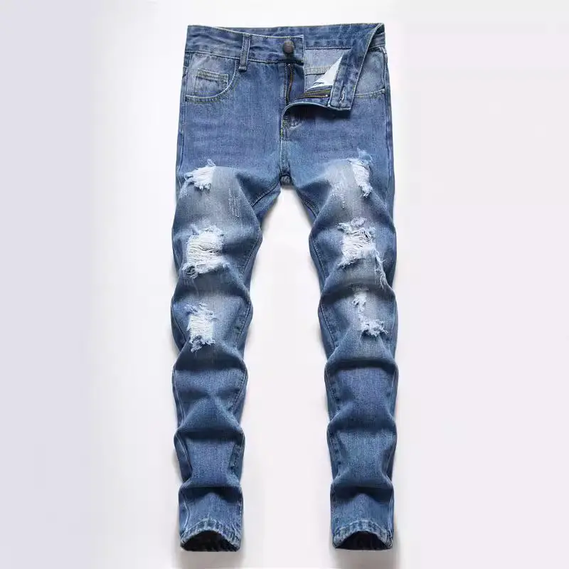 Men Blue Ripped Denim Pants Medium to XL