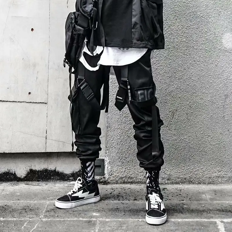Men Black Loose Hip-Hop Crock Pants