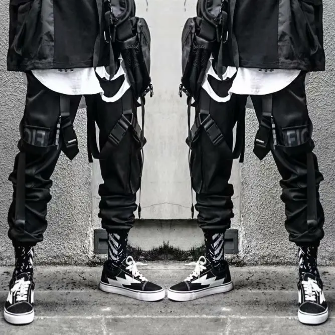 Men Black Loose Hip-Hop Crock Pants