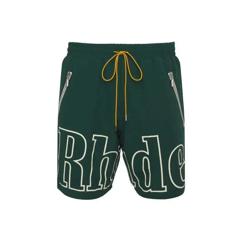 Men Rhude Loose Fit Shorts Yellow Black Green Plus Size Summer