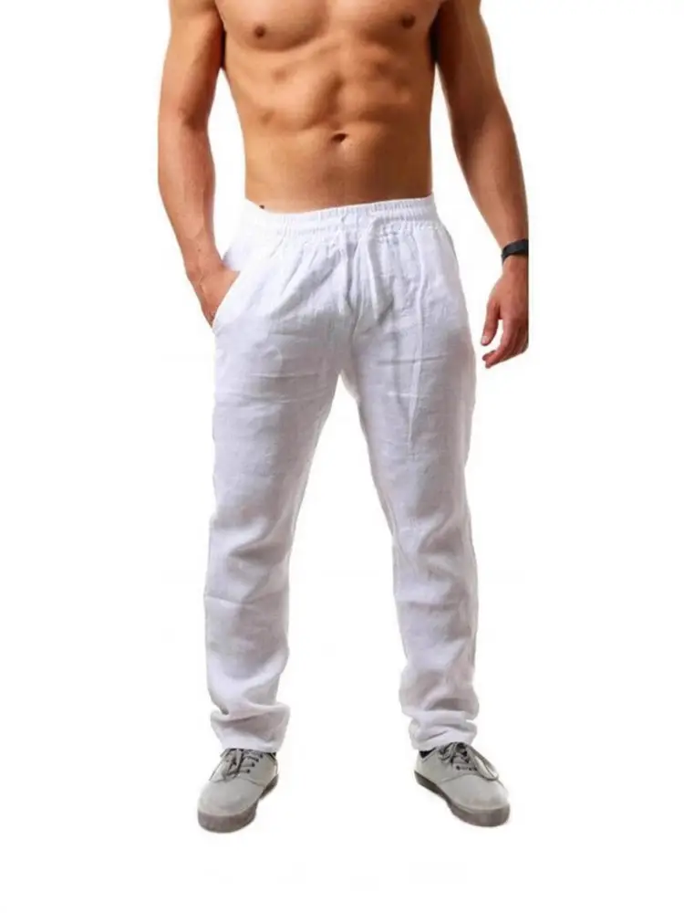 Men Linen Loose Fit Casual Pants Summer Multi Color