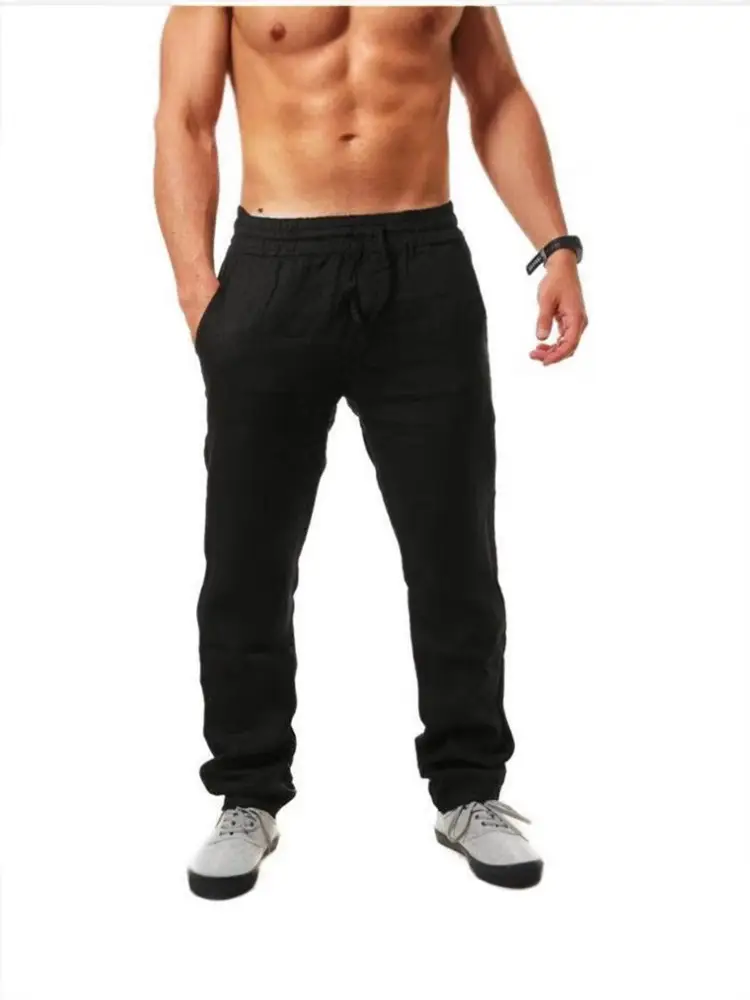 Men Linen Loose Fit Casual Pants Summer Multi Color