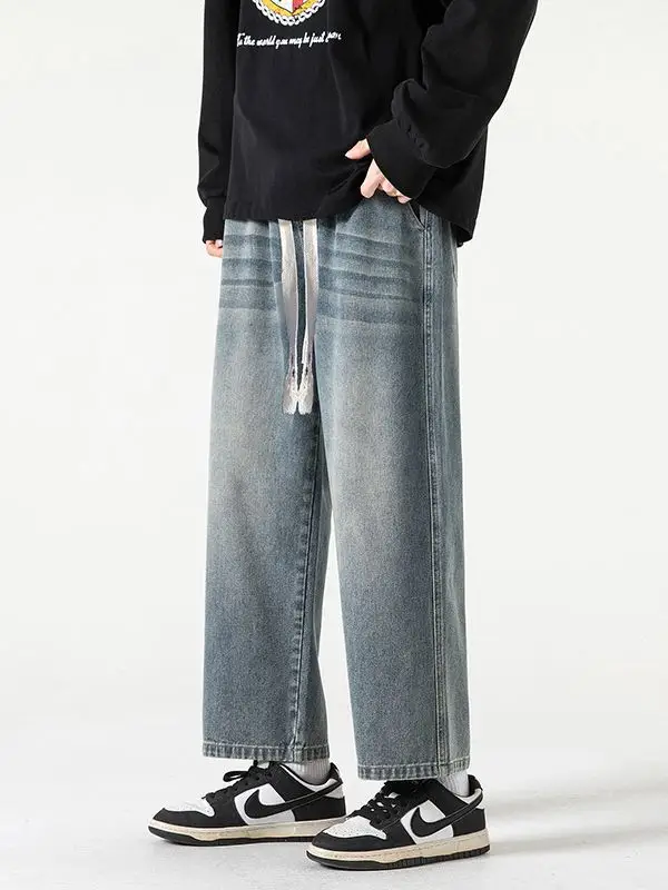 Men's Vintage Blue Loose Fit Jeans Autumn