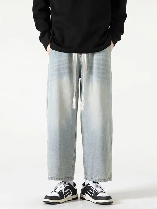 Men's Vintage Blue Loose Fit Jeans Autumn