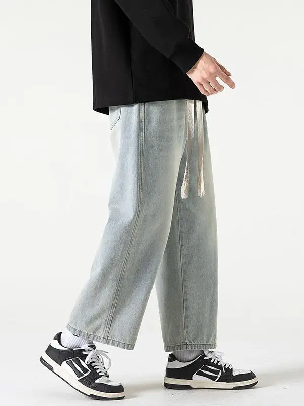 Men's Vintage Blue Loose Fit Jeans Autumn