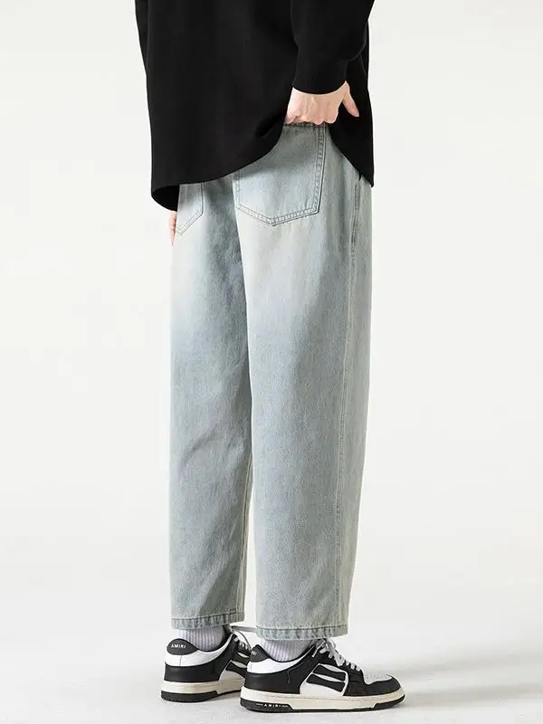 Men's Vintage Blue Loose Fit Jeans Autumn