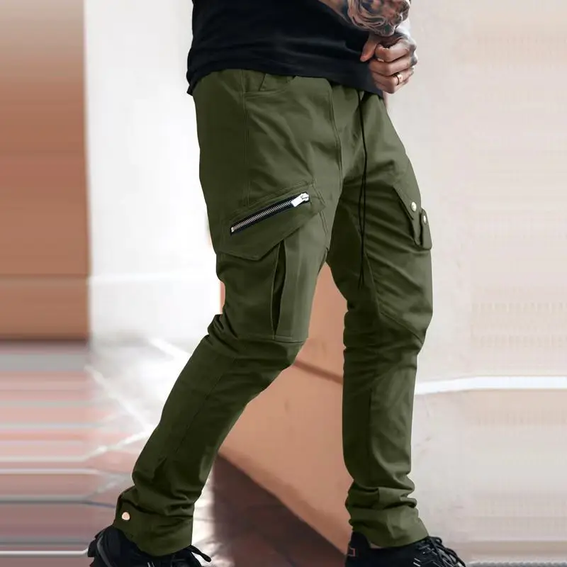 Men Black Multi-Pocket Casual Pants Plus Size