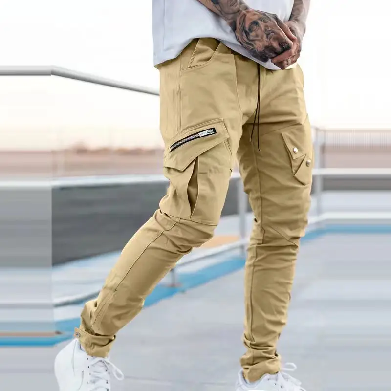Men Black Multi-Pocket Casual Pants Plus Size