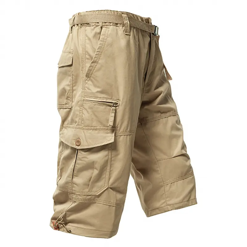 Men Army Green Cargo Shorts Cotton Summer Loose Fit