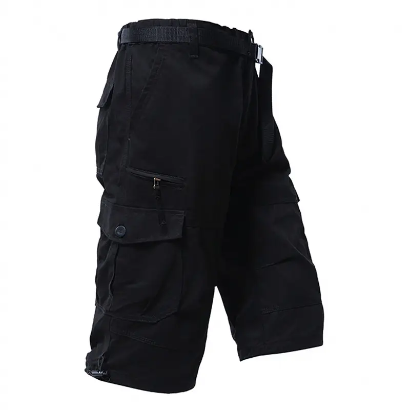 Men Army Green Cargo Shorts Cotton Summer Loose Fit