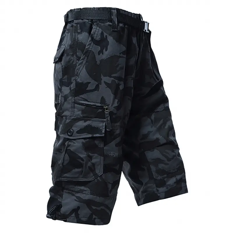 Men Army Green Cargo Shorts Cotton Summer Loose Fit