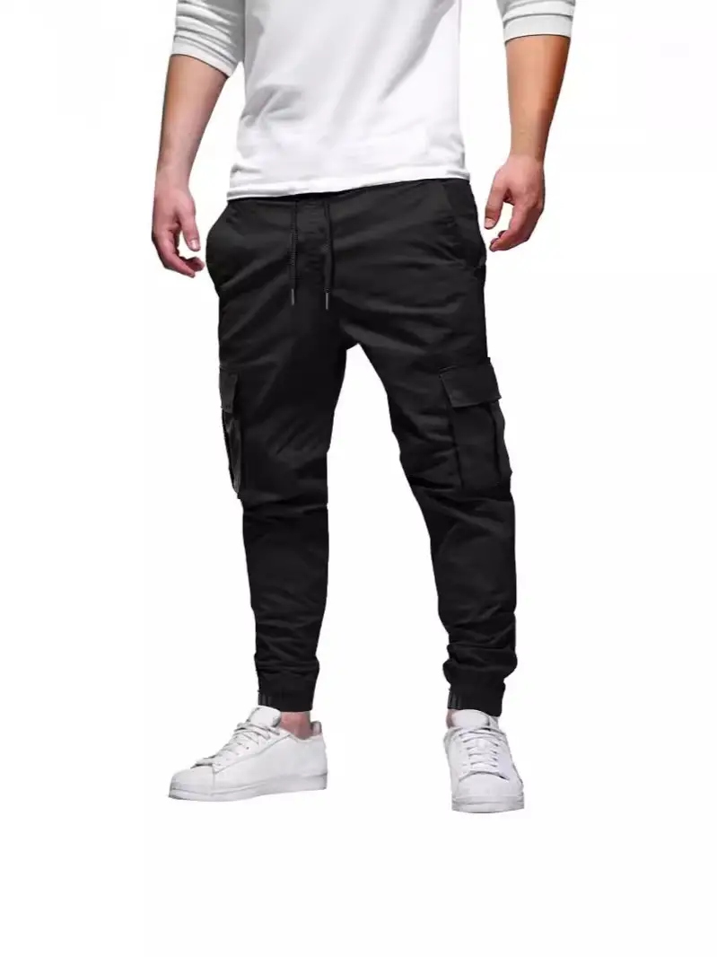 Men Multi-Pocket Drawstring Cargo Pants Summer Casual