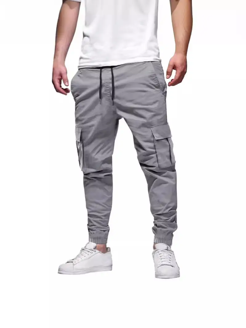 Men Multi-Pocket Drawstring Cargo Pants Summer Casual