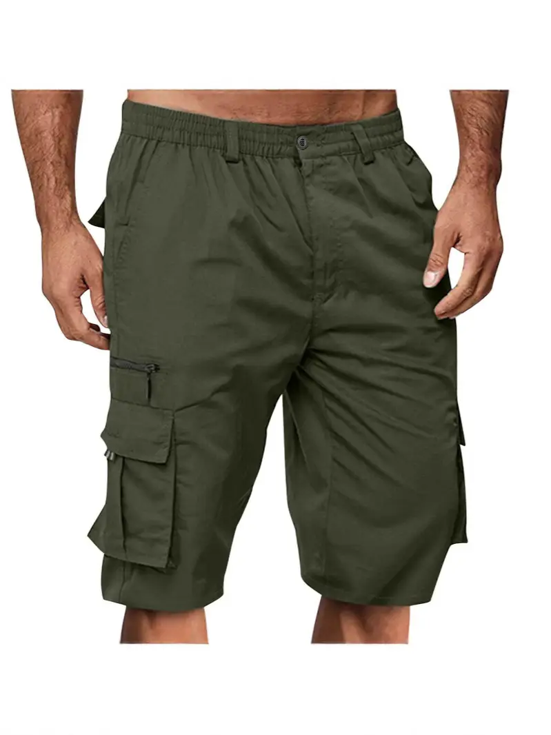 Men's Multi-pocket Cargo Shorts Loose Fit Outdoor Sports Navy Black Khaki Green