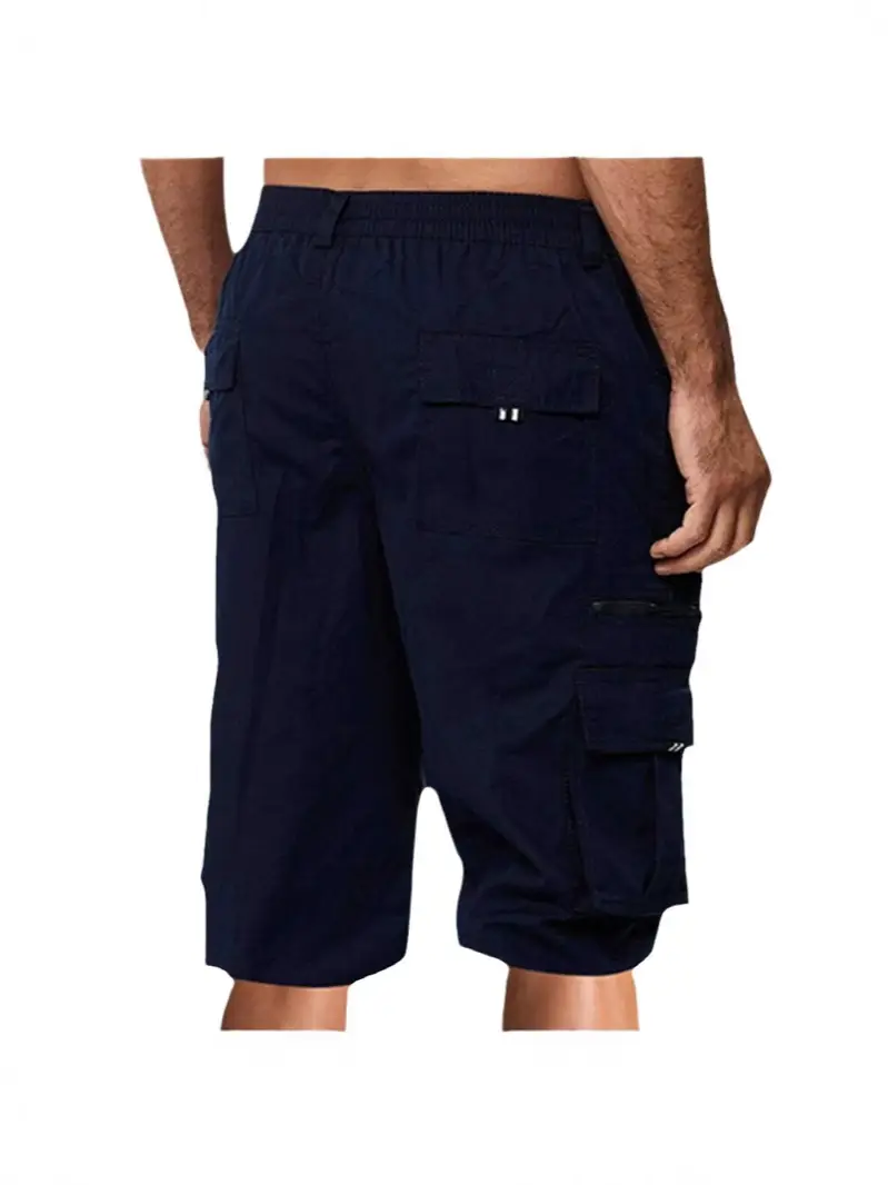 Men's Multi-pocket Cargo Shorts Loose Fit Outdoor Sports Navy Black Khaki Green