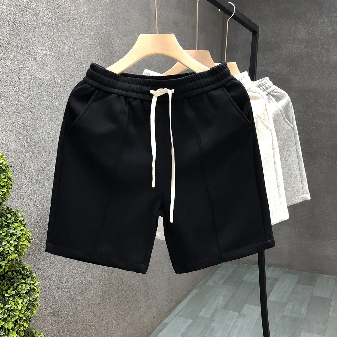Men Cotton Casual Shorts Gray Black Summer New