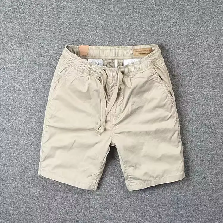 Men Khaki Loose Fit Casual Shorts Summer