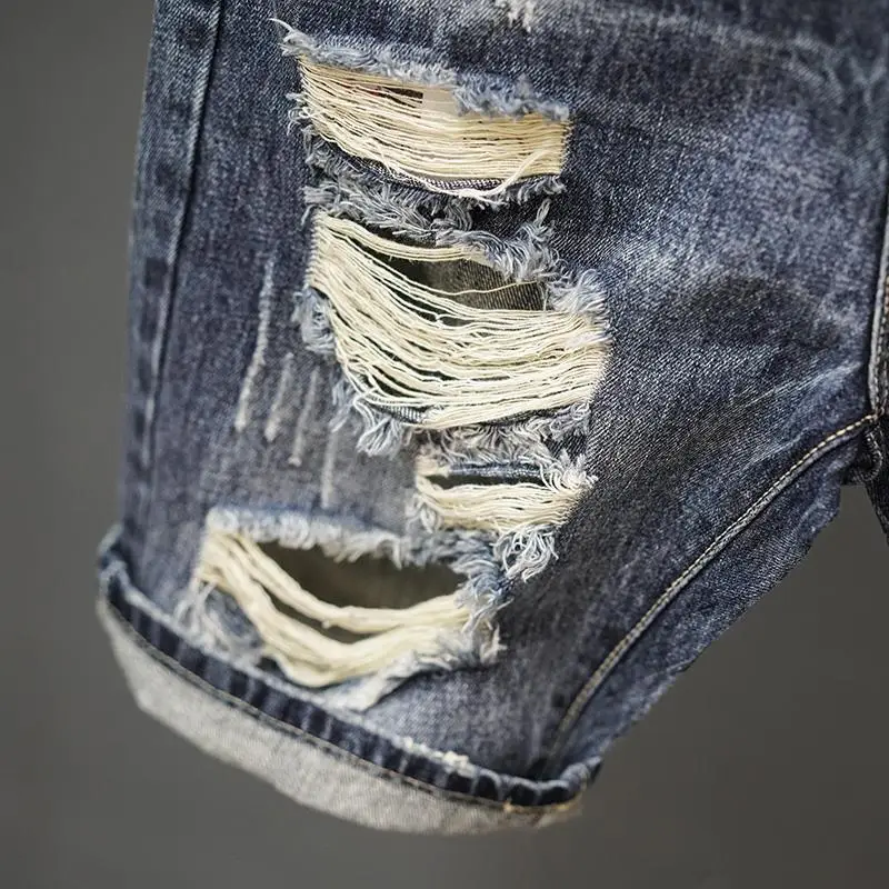 Men Denim Ripped Shorts Summer Casual Trendy