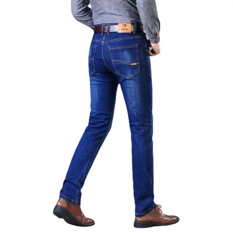 Men's Stretch Casual Jeans Black Loose Fit Summer