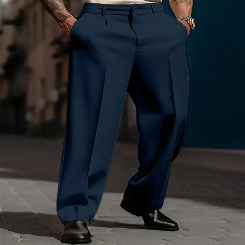 Men Formal Straight-leg Pants White Navy Grey Olive