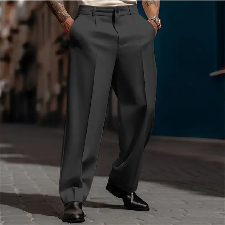 Men Formal Straight-leg Pants White Navy Grey Olive