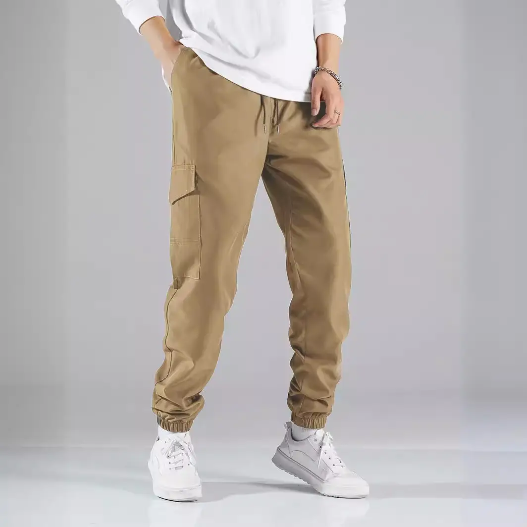 Men Olive Cargo Pants Multi Pocket Casual Fit