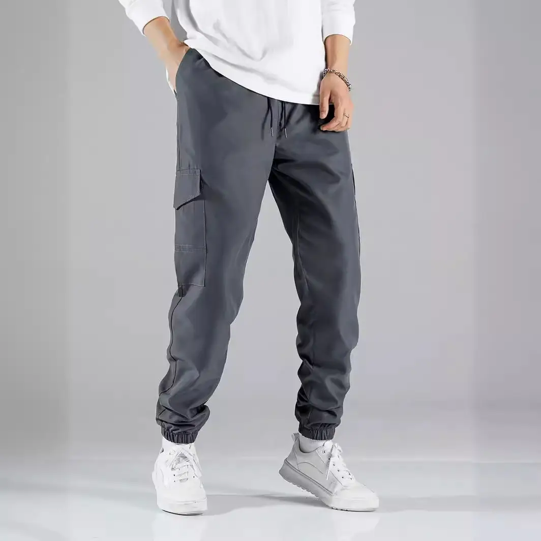 Men Olive Cargo Pants Multi Pocket Casual Fit