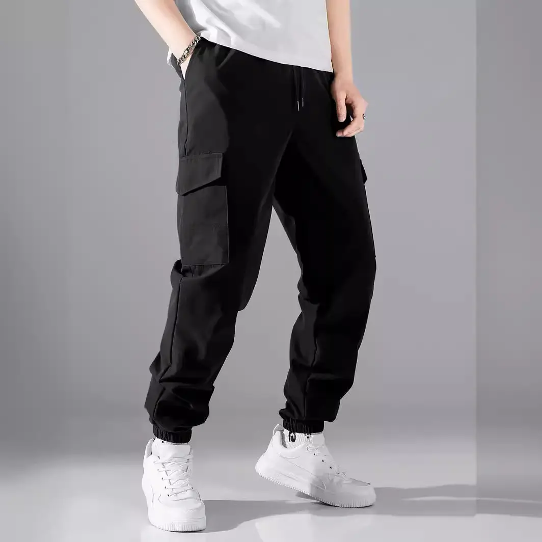 Men Olive Cargo Pants Multi Pocket Casual Fit