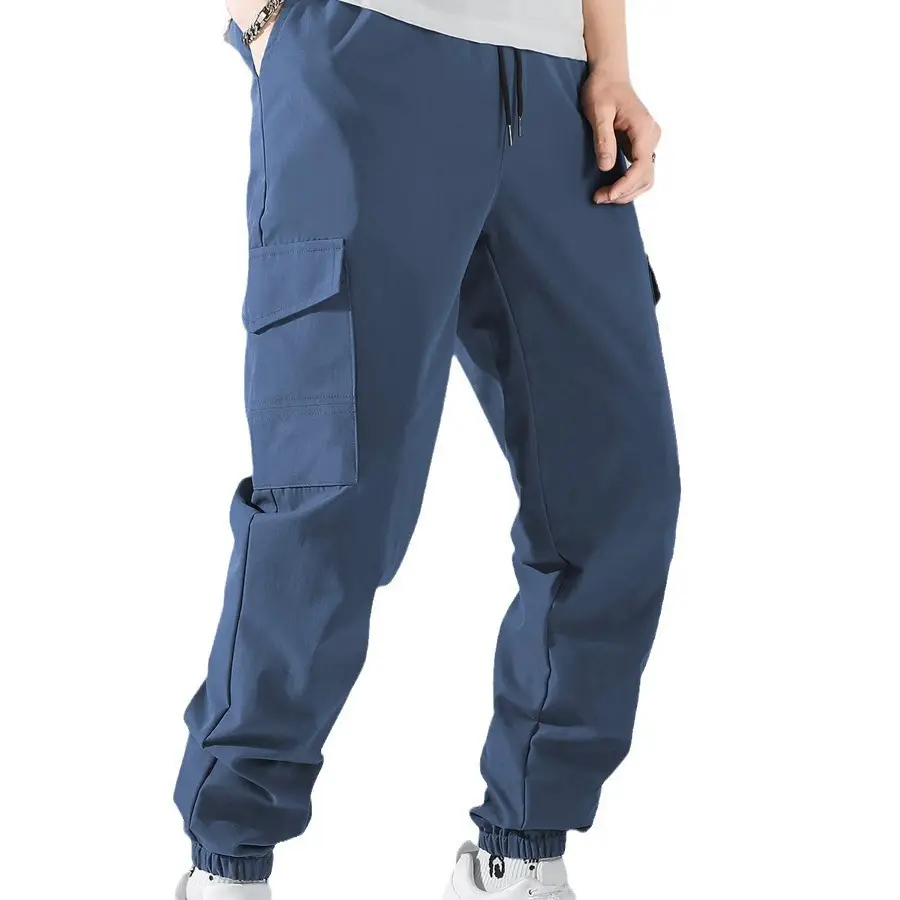 Men Olive Cargo Pants Multi Pocket Casual Fit