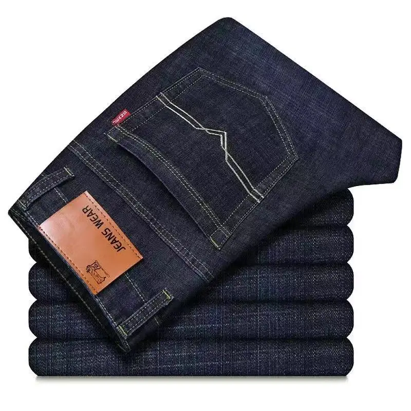 Men's Stretch Casual High Waist Jeans Plus Size Autumn Blue