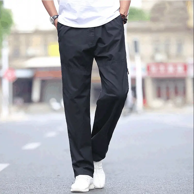 Spring and Summer New Men's Casual Pants Men's Pants Extra Large Size Overalls Cotton Loose Straight Sports Long Pants