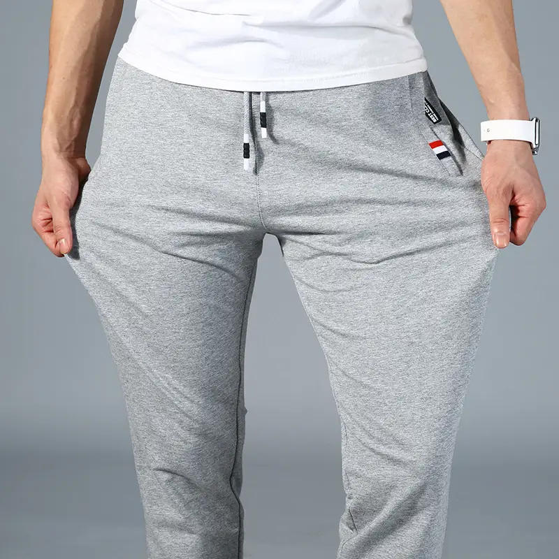 Men Black Knitted Ankle Pants Autumn Casual Sports Wear