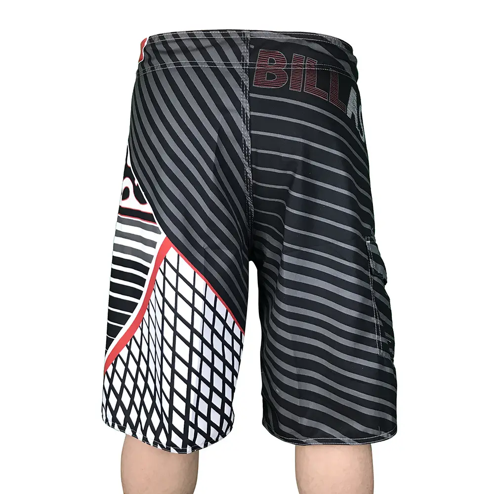 Men Striped Quick-Dry Beach Shorts Black White Red