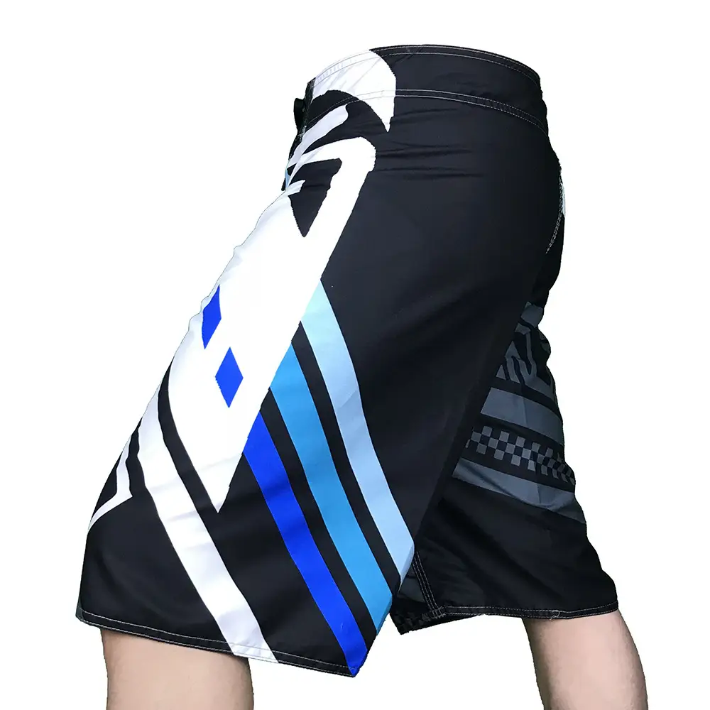 Men Quick-Dry Surf Shorts Blue Black White