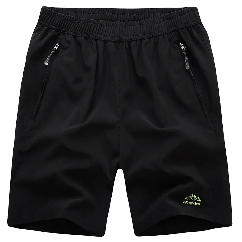 Men Black Quick-Dry Plus Size Sports Shorts
