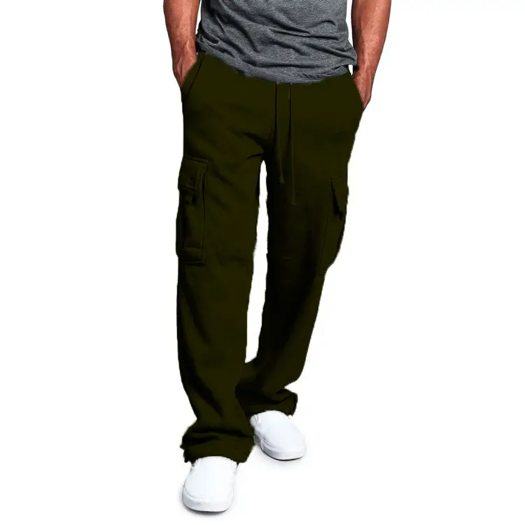 Men Black Loose Cargo Pants with Drawstring Waist
