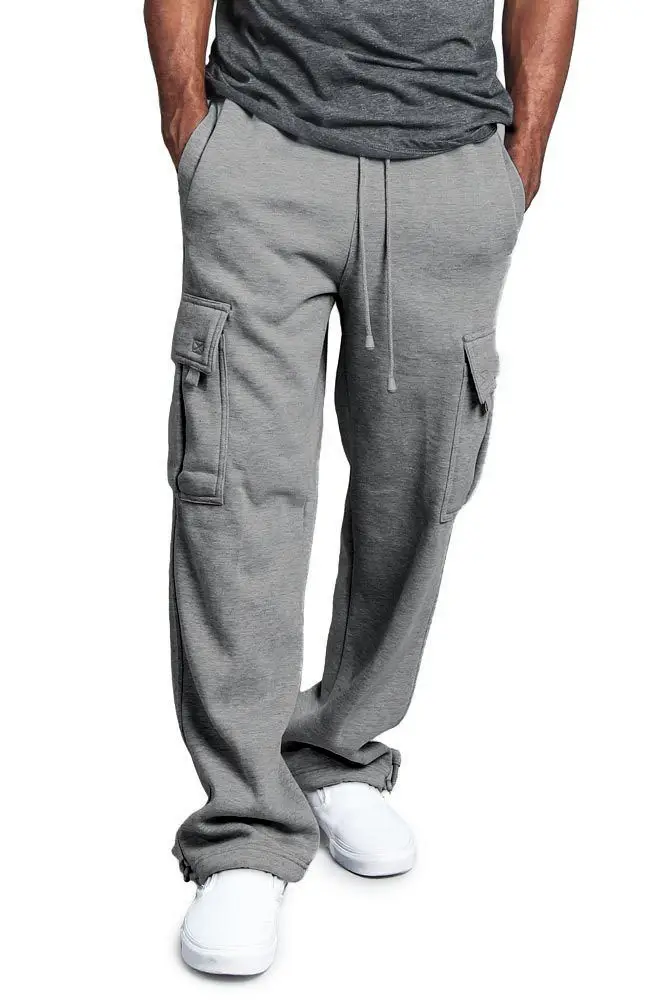 Men Black Loose Cargo Pants with Drawstring Waist
