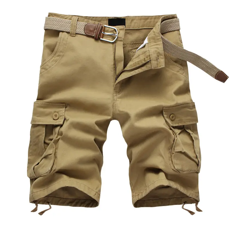Men Khaki Cargo Shorts Plus Size Summer Casual Loose Fit