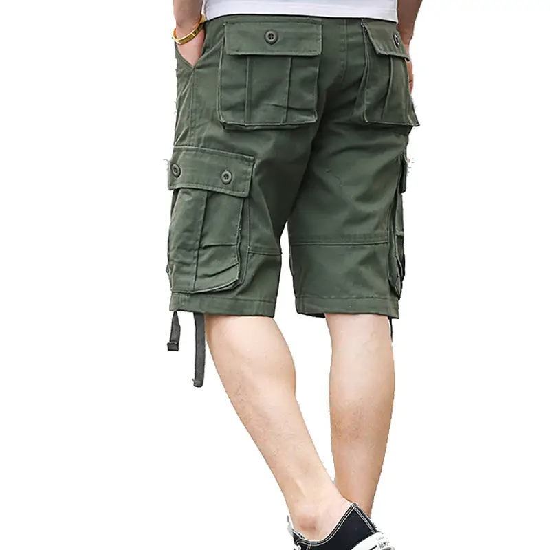 Men's Khaki Cargo Shorts Summer Casual Beach Pants