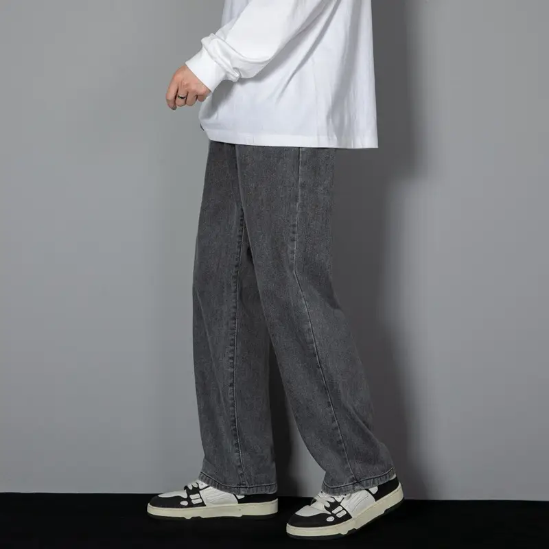 Men Loose Washed Blue Jeans Summer Korean Style