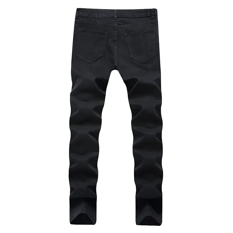 Men Black Ripped Slim Fit Jeans with Knee Holes