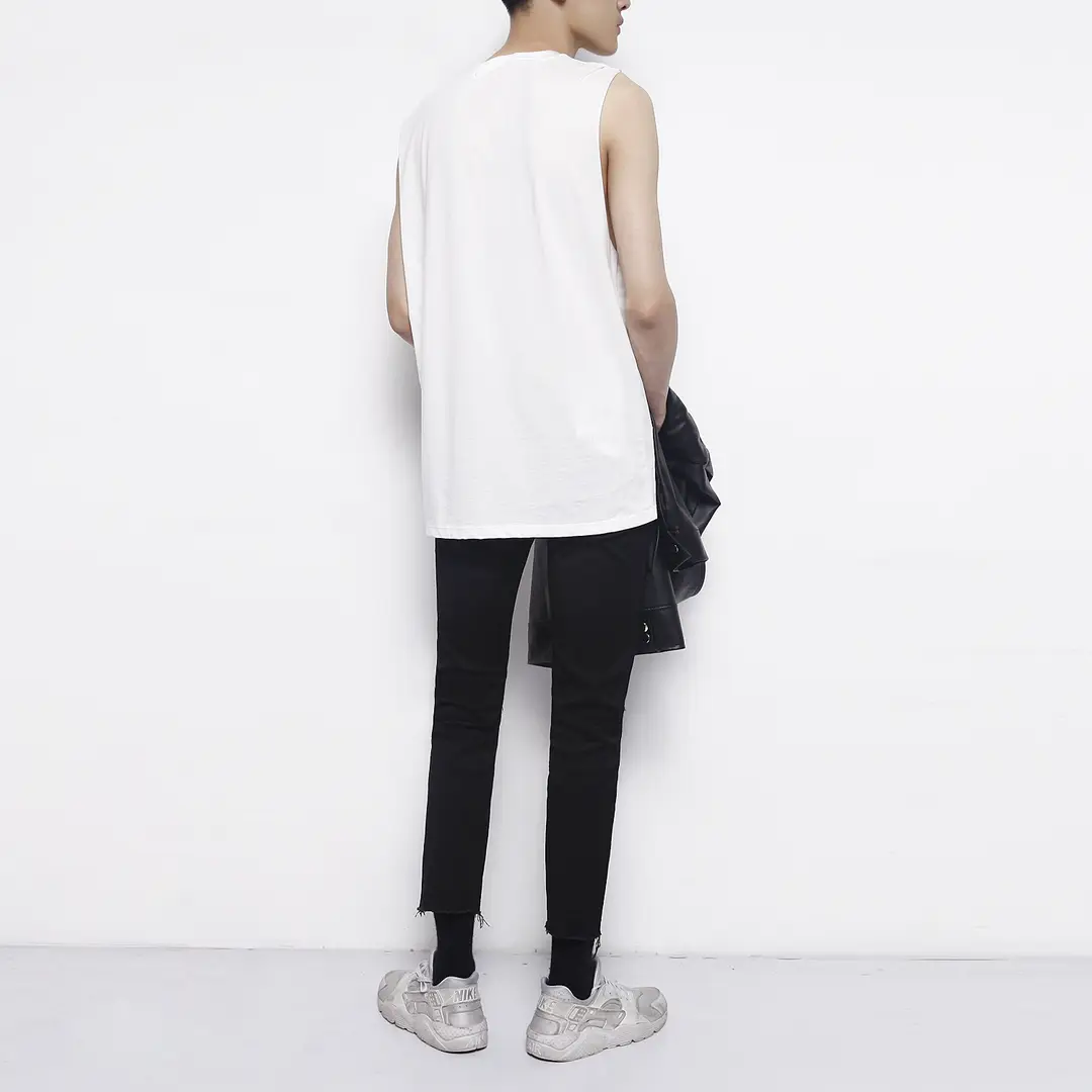Men Black Ripped Pencil Jeans Korean Style