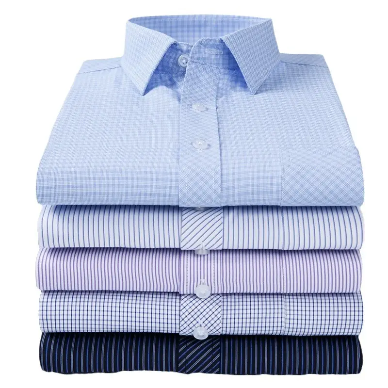 Men Long Sleeve Loose Shirts Autumn Blue Checkered