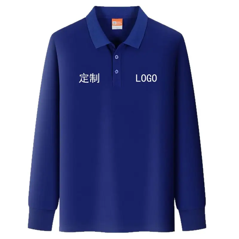 Green Long Sleeve Polo Shirt Custom Logo Embroidered Workwear